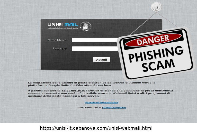 PHISHING – Oggetto: Avviso di sicurezza e-mail !!!